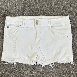 Hudson Collin Back Flap Pocket White Denim Cut-Off Shorts - Women's 32